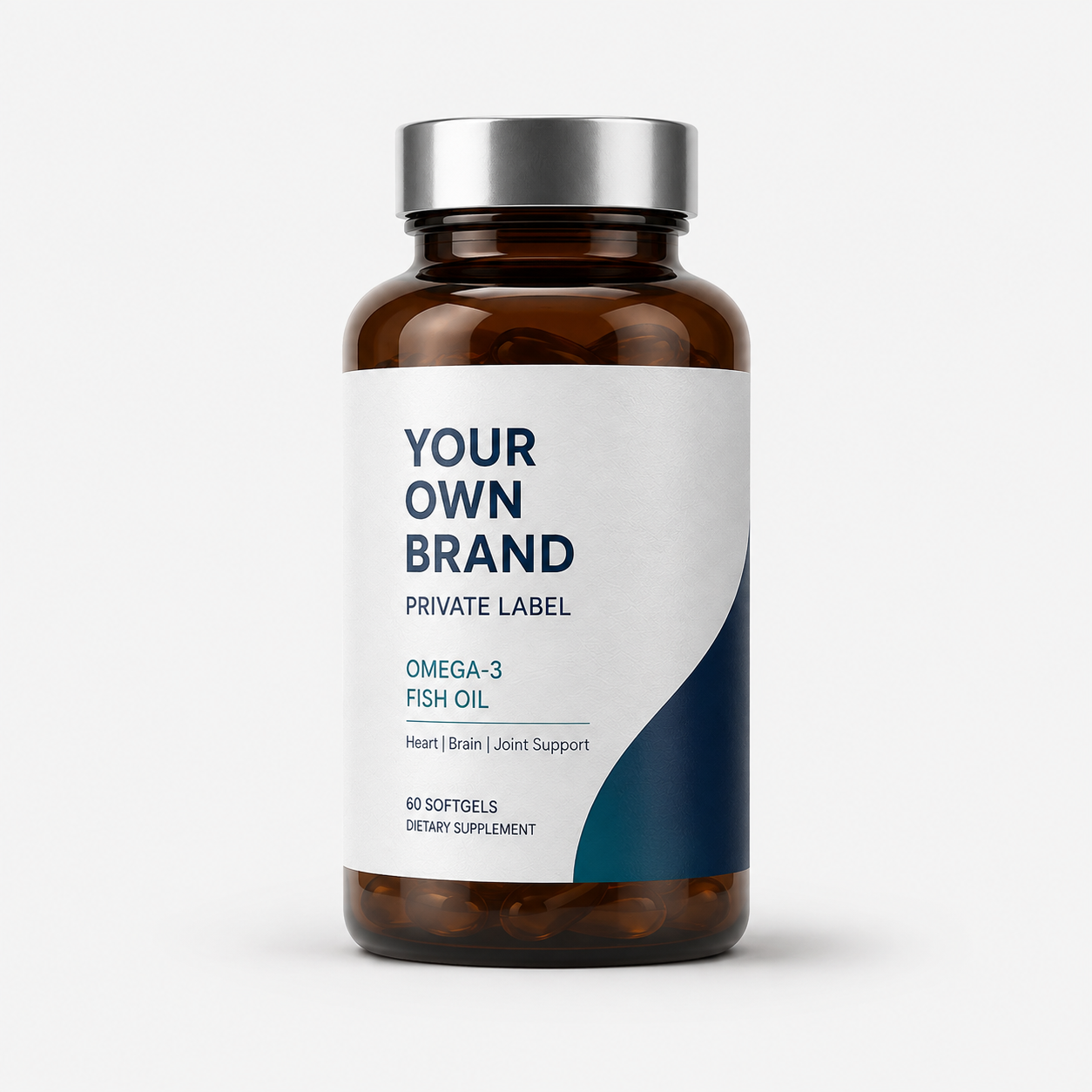 Private label omega-3 fish oil bottle mockup